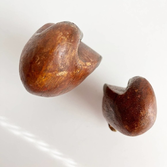 Vintage Hand Carved Wood and Brass Penguin Figurines - Picture 6 of 6